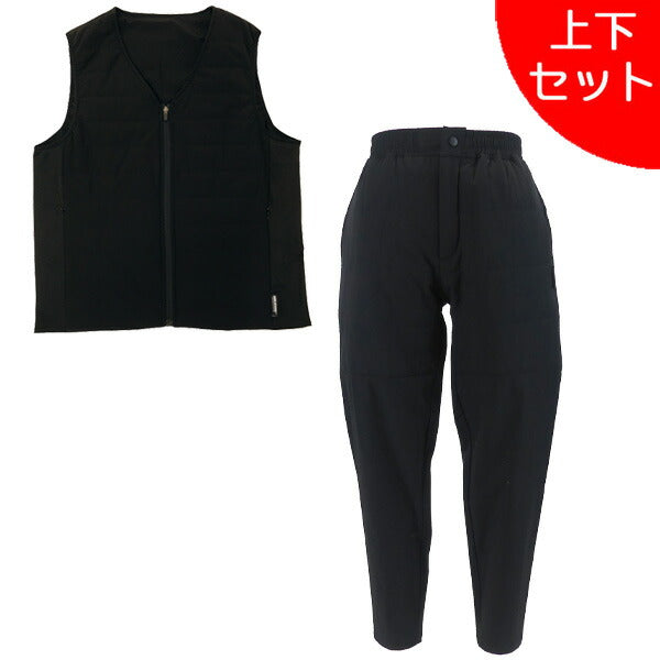 【上下セット】アールズコートEarlsCourt薄中綿ストレッチベストパンツ上下EC-JK020-EC-LP016サッカーフットサルトレーニングウェアブラックメンズ