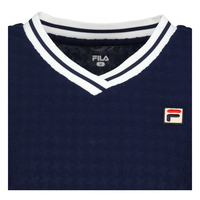 【エントリーでポイント10倍】【ネコポス送料無料】FILAフィラテニステニスウェアレディースVネックゲームシャツ半袖レトロ映えるVネックシンプルEL0028