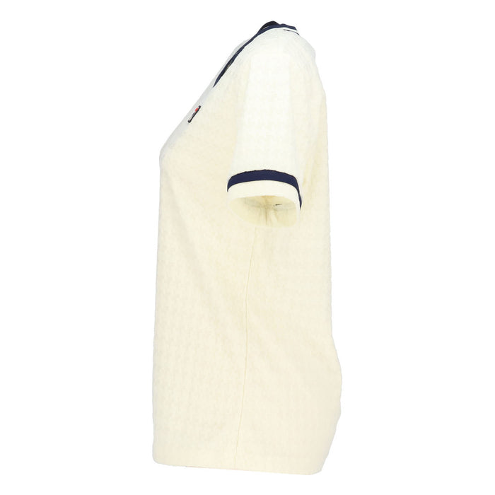 【エントリーでポイント10倍】【ネコポス送料無料】FILAフィラテニステニスウェアレディースVネックゲームシャツ半袖レトロ映えるVネックシンプルEL0028