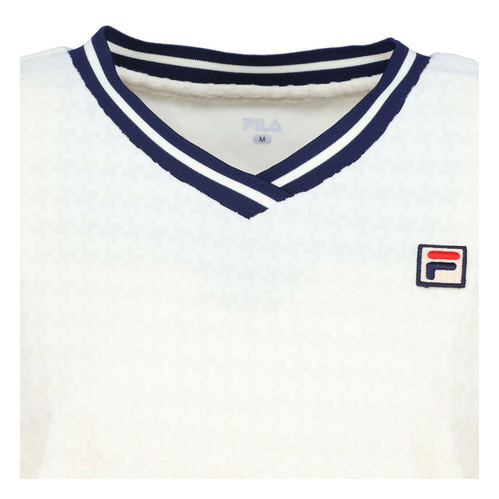 【エントリーでポイント10倍】【ネコポス送料無料】FILAフィラテニステニスウェアレディースVネックゲームシャツ半袖レトロ映えるVネックシンプルEL0028