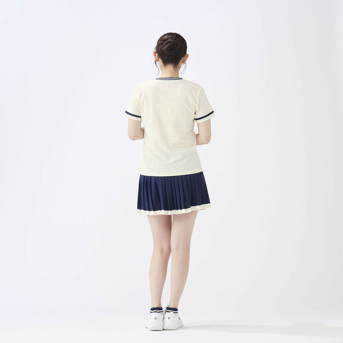 【エントリーでポイント10倍】【ネコポス送料無料】FILAフィラテニステニスウェアレディースVネックゲームシャツ半袖レトロ映えるVネックシンプルEL0028