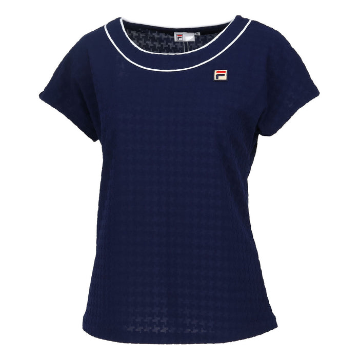 【ショップ限定エントリーでさらに+9倍】【ネコポス送料無料】FILAフィラテニステニスウェアレディースゲームシャツ半袖レトロ映えるシンプル明るい印象シャープEL0029