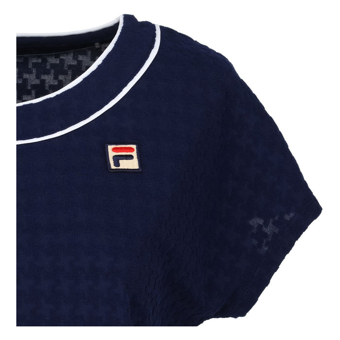 【ショップ限定エントリーでさらに+9倍】【ネコポス送料無料】FILAフィラテニステニスウェアレディースゲームシャツ半袖レトロ映えるシンプル明るい印象シャープEL0029