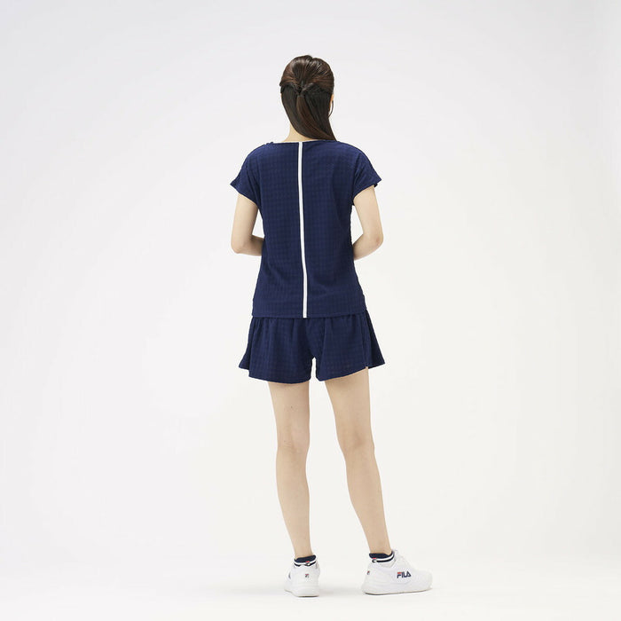 【ショップ限定エントリーでさらに+9倍】FILAフィラテニステニスウェアレディースキュロットパンツパンツフェミニンかわいいレトロ千鳥柄スポーティーEL0031