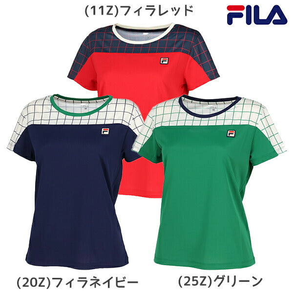 【ショップ限定エントリーでさらに+9倍】【ネコポス送料無料】FILAフィラテニステニスウェアレディースゲームシャツ半袖カラーハーモニー格子EL0033