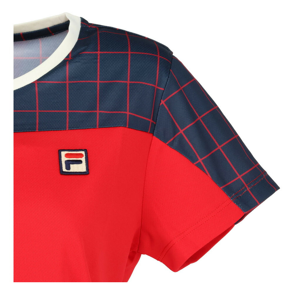 【ショップ限定エントリーでさらに+9倍】【ネコポス送料無料】FILAフィラテニステニスウェアレディースゲームシャツ半袖カラーハーモニー格子EL0033