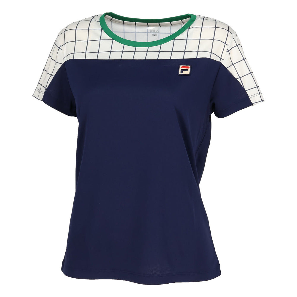 【ネコポス送料無料】FILAフィラテニステニスウェアレディースゲームシャツ半袖カラーハーモニー格子EL0033