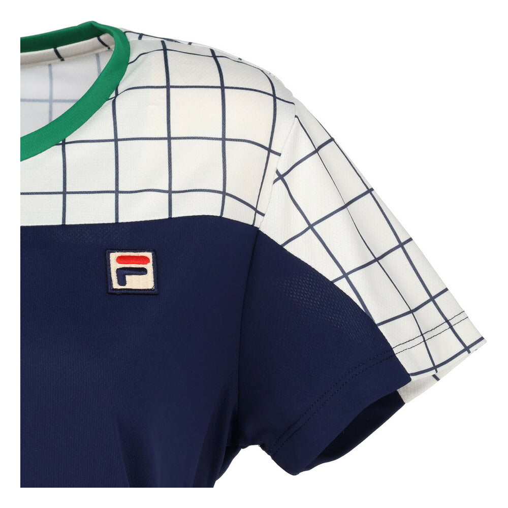 【ショップ限定エントリーでさらに+9倍】【ネコポス送料無料】FILAフィラテニステニスウェアレディースゲームシャツ半袖カラーハーモニー格子EL0033