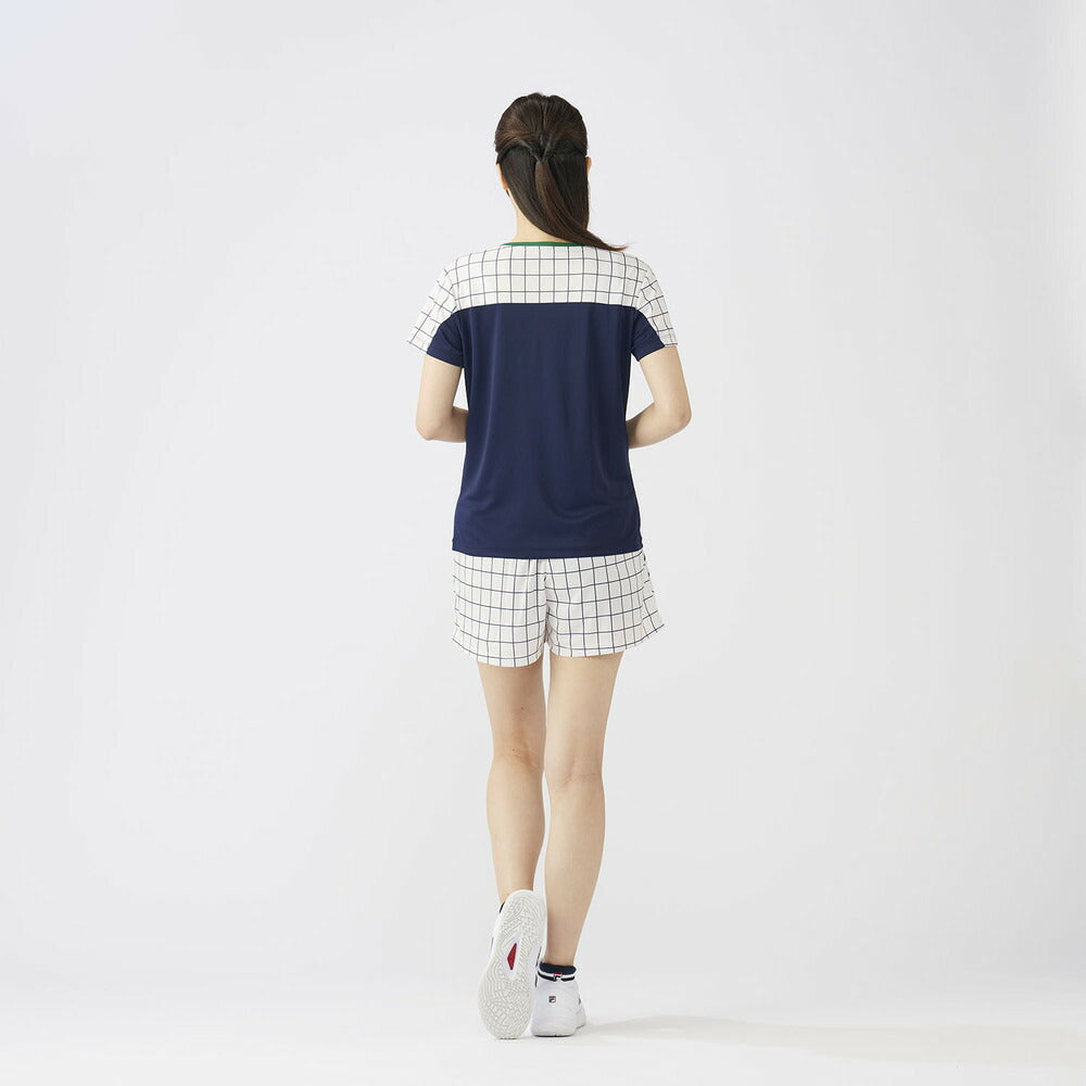 【ネコポス送料無料】FILAフィラテニステニスウェアレディースゲームシャツ半袖カラーハーモニー格子EL0033