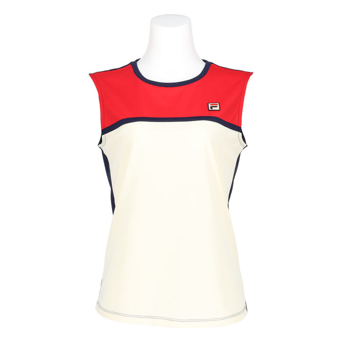 【ネコポス送料無料】FILAフィラテニステニスウェアレディースノースリーブカラーブロック重ね着ノースリーブシンプルスポーティーEL0038