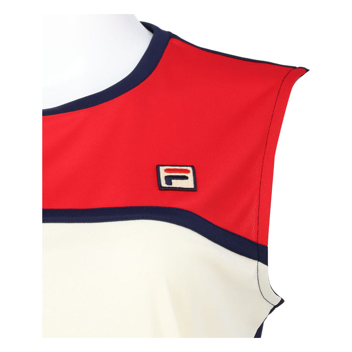 【ネコポス送料無料】FILAフィラテニステニスウェアレディースノースリーブカラーブロック重ね着ノースリーブシンプルスポーティーEL0038