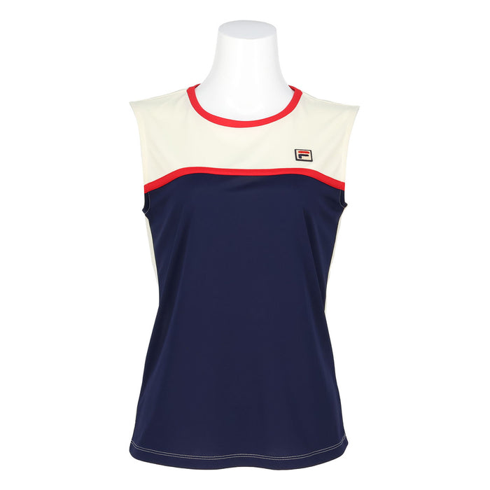 【ネコポス送料無料】FILAフィラテニステニスウェアレディースノースリーブカラーブロック重ね着ノースリーブシンプルスポーティーEL0038