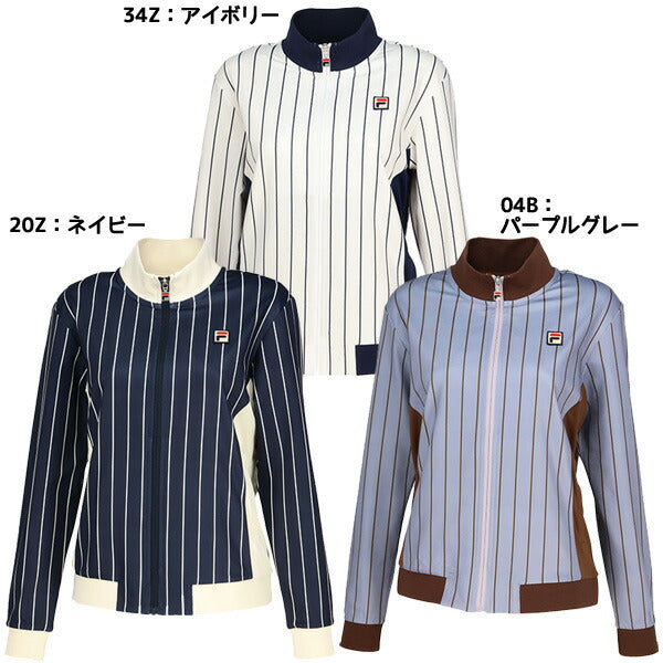 フィラFILAテニスレディースウォームアップシャツストライププリントジャケットジャージトレーニングウェアEL0228
