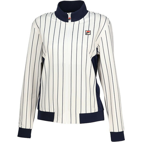フィラFILAテニスレディースウォームアップシャツストライププリントジャケットジャージトレーニングウェアEL0228