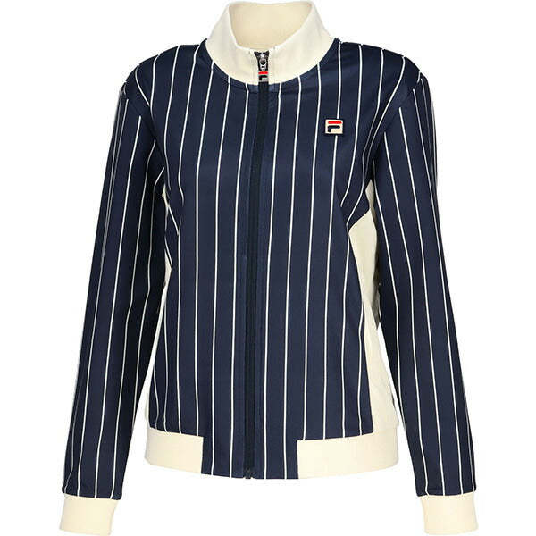 フィラFILAテニスレディースウォームアップシャツストライププリントジャケットジャージトレーニングウェアEL0228