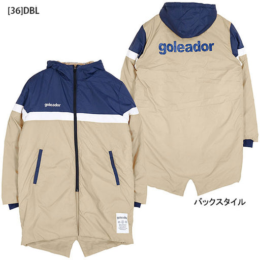 ゴレアドールgoleador裏フリース中綿MiddleLengthモッズG-2571サッカーフットサルハーフコート防寒ジップメンズ