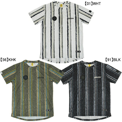 【ネコポス送料無料】ゴレアドールgoleadorプラクティス昇華フリーハンドストライププリントTシャツGD-163サッカーフットサルプラシャツ練習着メンズ