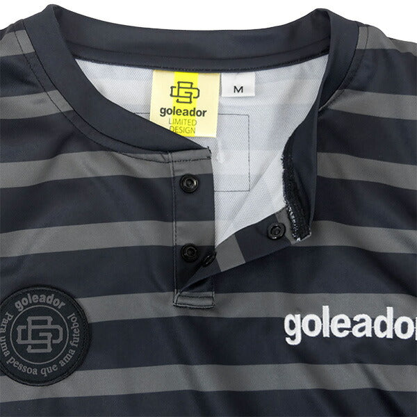 【ネコポス送料無料】ゴレアドールgoleador鹿の子プラクティス昇華ボーダープリントヘンリーネックTシャツGD164サッカーフットサルプラシャツメンズ