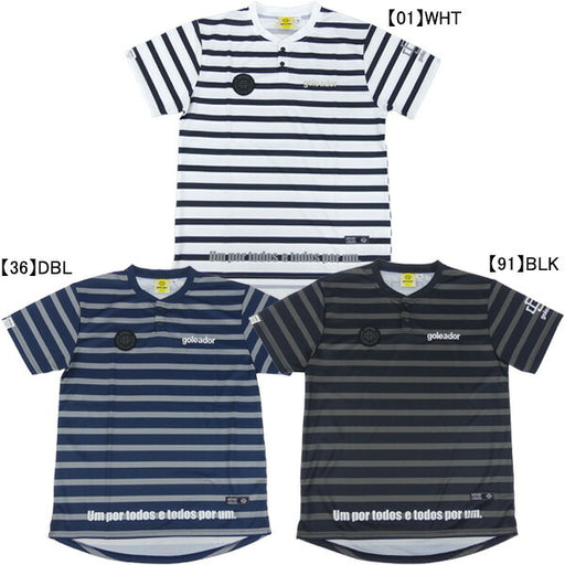 【ネコポス送料無料】ゴレアドールgoleador鹿の子プラクティス昇華ボーダープリントヘンリーネックTシャツGD164サッカーフットサルプラシャツメンズ