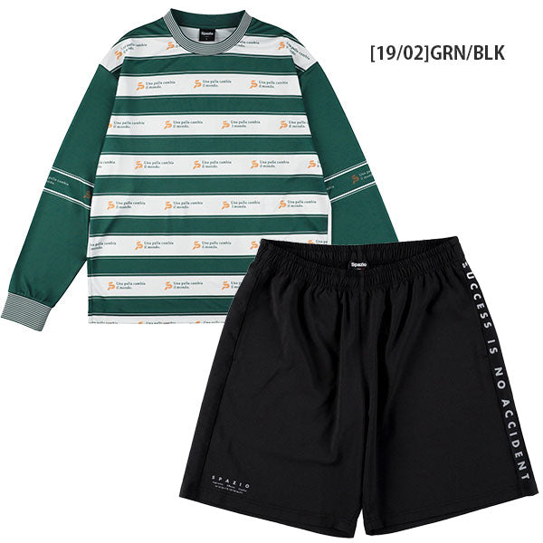 【ショップ限定エントリーでさらに+9倍】【上下セット】スパッツィオspazio長袖ボーダープラシャツメッシュプラパンセットGE1005/GE1023サッカーフットサルプラクティスセットメンズ