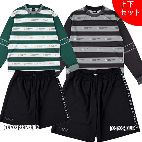 【ショップ限定エントリーでさらに+9倍】【上下セット】スパッツィオspazio長袖ボーダープラシャツメッシュプラパンセットGE1005/GE1023サッカーフットサルプラクティスセットメンズ