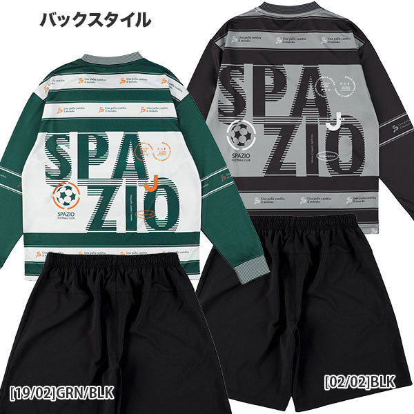【上下セット】スパッツィオspazioJr.長袖ボーダープラシャツメッシュプラパンセットGE1016/GE1027サッカーフットサルプラクティスセット子供用