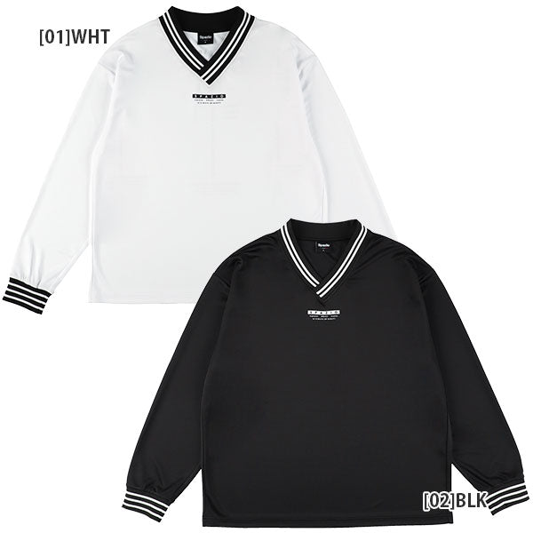 【ネコポス送料無料】スパッツィオspazioオーバーサイズVネック長袖プラシャツGE1037サッカーフットサル練習着メンズ接触冷感