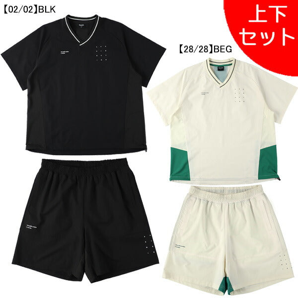 【上下セット】スパッツィオSpazioVネック切り替え半袖ピステプラパン上下GE1058-BT0284サッカーフットサルメンズ