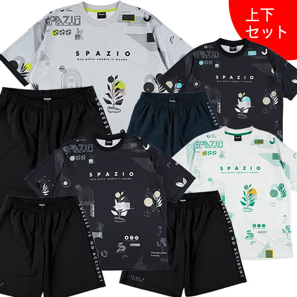 【上下セット】スパッツィオSpazioジュニアオーバーサイズ半袖クルーネックプラシャツメッシュプラパンGE1101GE1027プラクティスセット練習着子供用