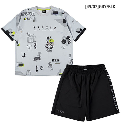 【ショップ限定エントリーでさらに+9倍】【上下セット】スパッツィオSpazioジュニアオーバーサイズ半袖クルーネックプラシャツメッシュプラパンGE1101GE1027プラクティスセット練習着子供用