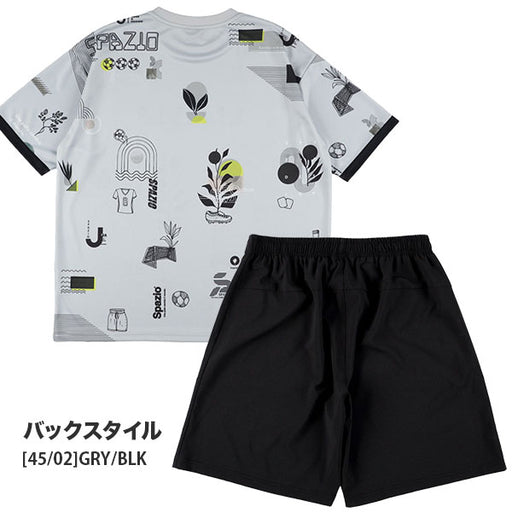 【ショップ限定エントリーでさらに+9倍】【上下セット】スパッツィオSpazioジュニアオーバーサイズ半袖クルーネックプラシャツメッシュプラパンGE1101GE1027プラクティスセット練習着子供用