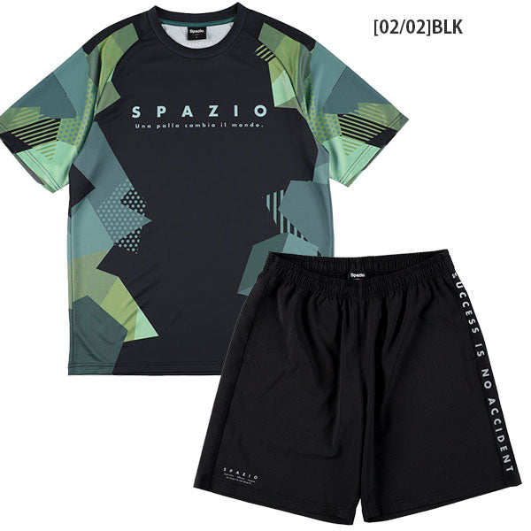 【上下セット】スパッツィオSpazioジオメトリープラシャツメッシュプラパンGE1111/GE1023サッカーフットサルプラクティスセットメンズ