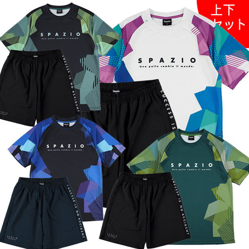 【上下セット】スパッツィオSpazioジオメトリープラシャツメッシュプラパンGE1111/GE1023サッカーフットサルプラクティスセットメンズ