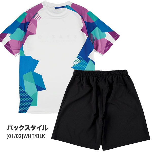 【上下セット】スパッツィオSpazioジオメトリープラシャツメッシュプラパンGE1111/GE1023サッカーフットサルプラクティスセットメンズ