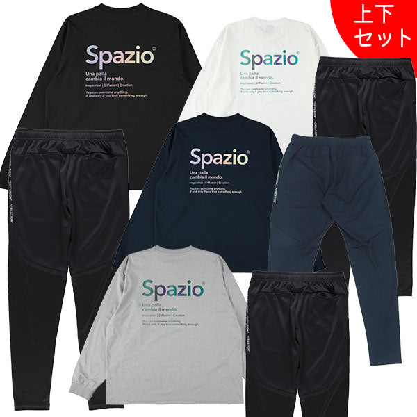 【上下セット】スパッツィオSpazioオーバーサイズオーロラptロンT脇パネルロゴスリムパンツGE1115-GE1130サッカーフットサル練習着メンズ