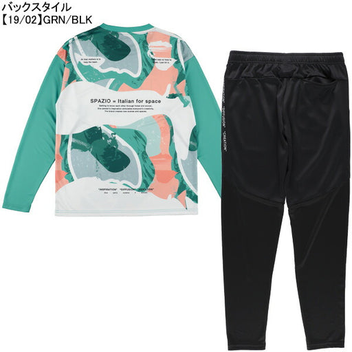 【上下セット】スパッツィオSpazioペイントグラフィックロンプラ脇パネルロゴスリムパンツGE1118-GE1130サッカーフットサル練習着メンズ