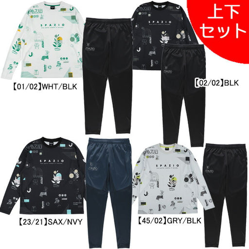 【上下セット】スパッツィオSpazioオーバーサイズロンプラ脇パネルロゴスリムパンツ上下GE1128-GE1130サッカーフットサル練習着メンズ