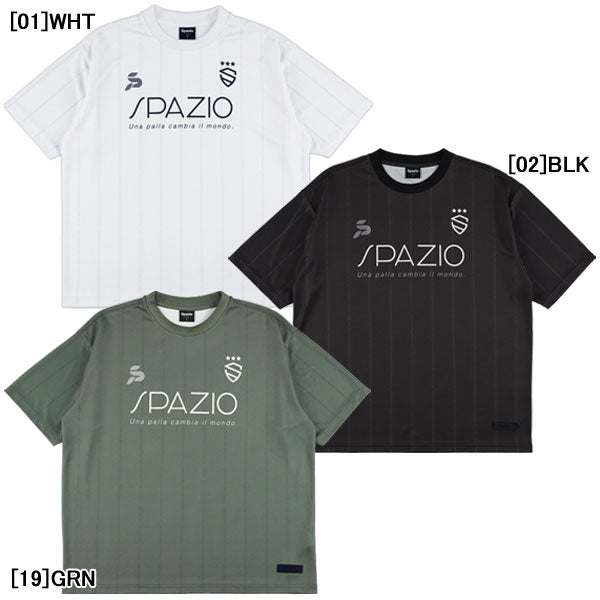 【ネコポス対応可】スパッツィオSpazioストライプオーバーサイズプラTシャツGE1145サッカーフットサル半袖プラクティスシャツメンズ