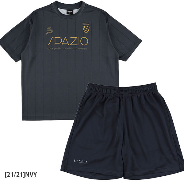 【上下セット】スパッツィオSpazioストライプオーバーサイズプラTシャツプラパンGE1145/GE1161サッカーフットサルプラクティスセットメンズ