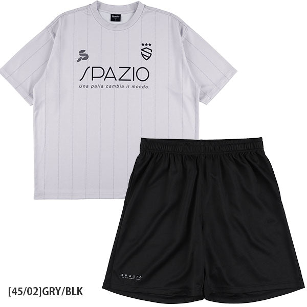 【上下セット】スパッツィオSpazioストライプオーバーサイズプラTシャツプラパンGE1145/GE1161サッカーフットサルプラクティスセットメンズ