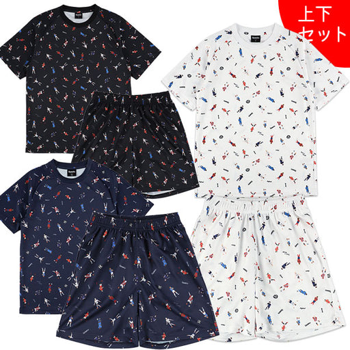 【上下セット】スパッツィオSpazioレジェンド総柄プラシャツ2プラパン2GE1155/GE1156サッカーフットサルプラクティスセットメンズ