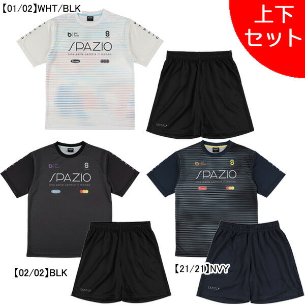 【上下セット】スパッツィオSpazioジュニアJr.ヘアラインユニフォームプラシャツプラパン上下GE1179-GE1162サッカーフットサル練習着子供用