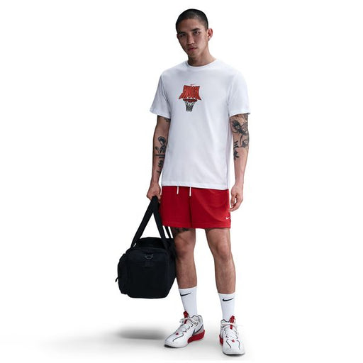 【ネコポス送料無料】ナイキNIKEメンズバスケットボールゲームシャツ胸中央ゴールネットバスケバスケットTシャツ半袖ホワイトHJ3467-100