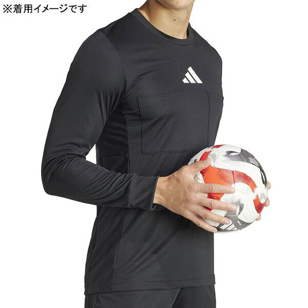 アディダスadidas2024レフェリー長袖シャツIFC20サッカーフットサル審判レフリーウェア胸ポケットブラックメンズ