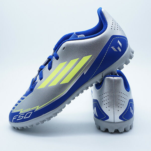 F50CLUBTFJMESSIアディダスadidasIH0923シルバーメタリックジュニアサッカートレーニングシューズ