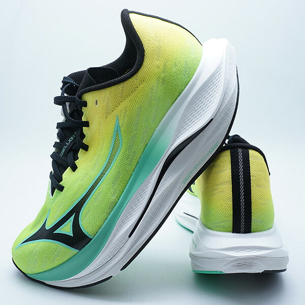 ウエーブリベリオンフラッシュ3ミズノmizunoJ1GC2536-34イエローランニングシューズ
