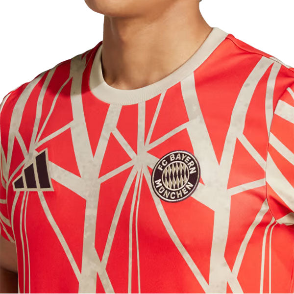 バイエルンミュンヘンBAY2024-25プレマッチジャージーJTA76-JD8335サッカーレプリカプラクティスシャツ半袖練習着レッドアディダスadidas