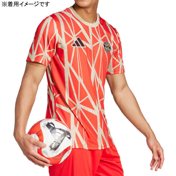 バイエルンミュンヘンBAY2024-25プレマッチジャージーJTA76-JD8335サッカーレプリカプラクティスシャツ半袖練習着レッドアディダスadidas
