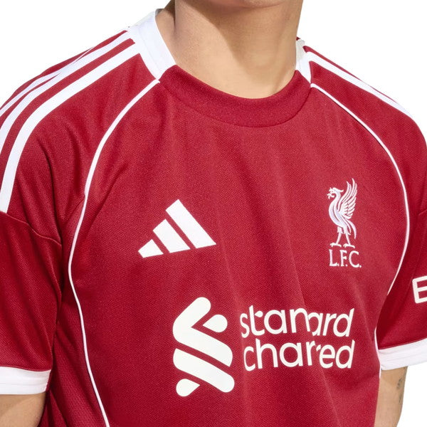 リバプールLFC2025-26レプリカホームユニフォームJYF22-JV6423サッカー半袖ストロベリーレッドアディダスadidas