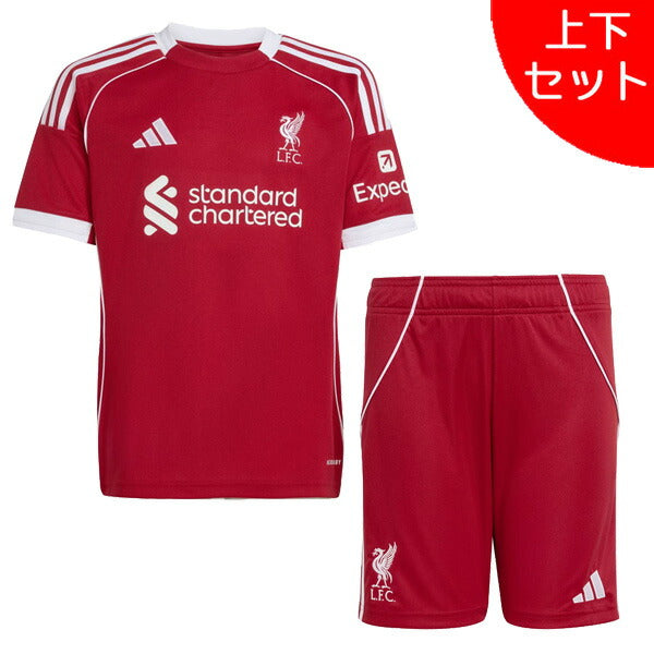 【ショップ限定エントリーでさらに+9倍】【上下セット】リバプールジュニアLFC2025-26レプリカホームユニフォーム上下JYF33-JYF36サッカーアディダスadidas